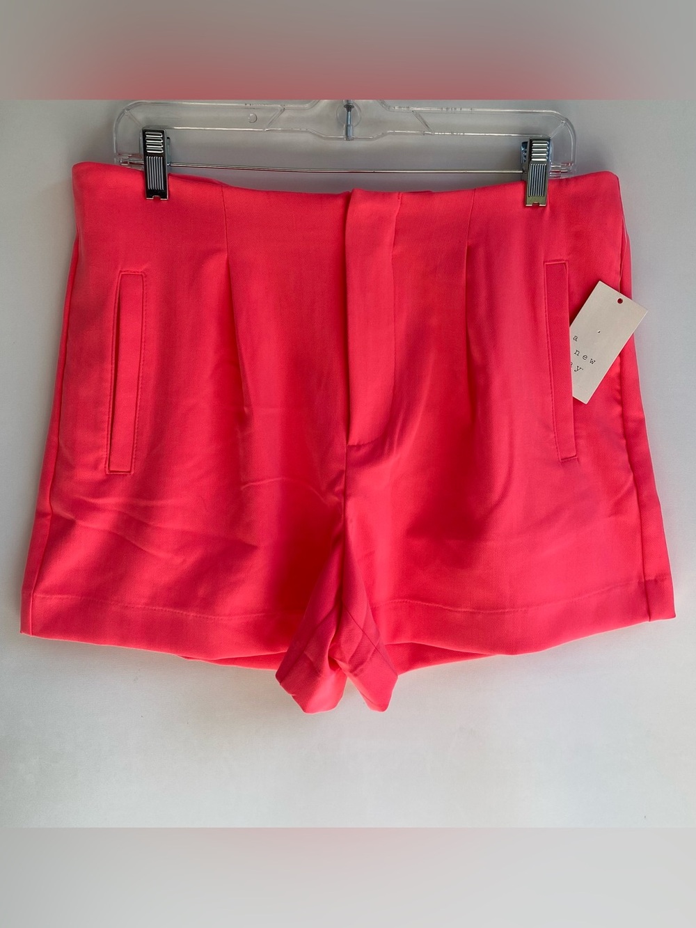 A New Day neon pink tailored shorts stretch midi short maximalist style 12 NEW